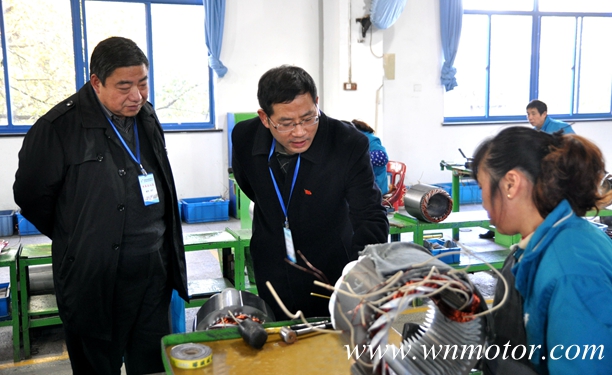 皖南電機(jī)：專(zhuān)家組成員在生產(chǎn)現(xiàn)場(chǎng)查看